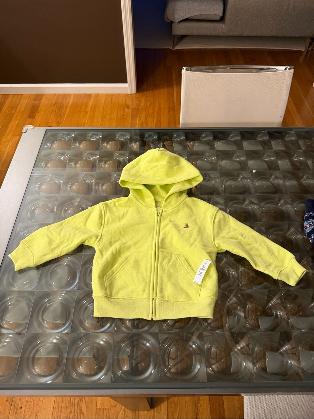 NWT Toddler Gap Lime Green Hooded Zip-Up Sweatshirt